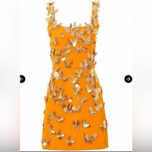 NWT Carolina Herrera Orange Dress with Gold Butterfly Appliqués